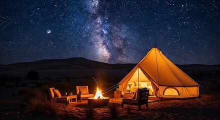 Glamping Under the Stars - A Cozy Desert Night.