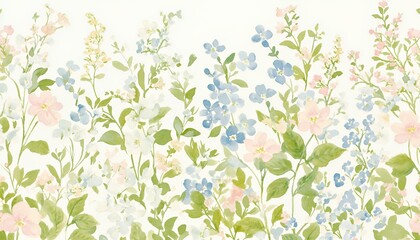 Pastel Watercolor Floral Pattern: Soft Spring Garden Flower Design