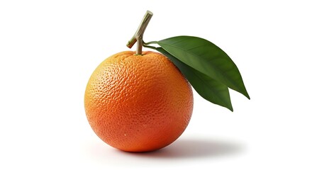 Fresh Orange with Leaves - A Vibrant Citrus Fruit Still Life.