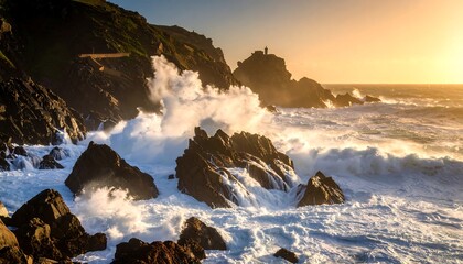 Dramatic coastal sunset