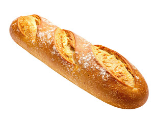 Golden-crusted baguette with scored top, isolated against a transparent backdrop