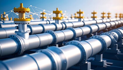 Industrial Gas Pipelines Valves  Energy Infrastructure with Global Supply Chain, and Modern Concept.
