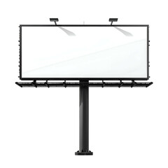 Obraz premium A tall outdoor advertising sign with a blank white display, lit with lights, set against black