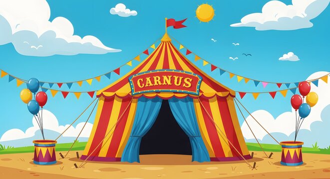 Colorful cartoon circus tent
