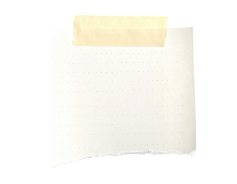 Torn, white dot-grid paper secured with beige tape on a black background