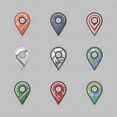 Map pin icon. location pin place marker. Location icon. Map marker pointer icon set. GPS location symbol collection. Victor illustration Eps 10.