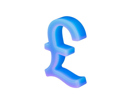 Dynamic neon blue Pound sterling currency sign, finance and economy concept. 3d illustration