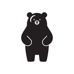 Fototapeta premium Cute Black Bear Standing on Hind Legs Minimalist Vector Illustration for Nature and Wildlife Logos.