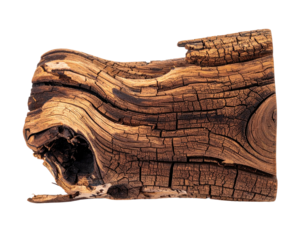 Close-up of a weathered wooden plank showing intricate grain and dark cracks