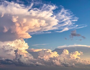 Dramatic cumulus clouds against a vibrant sky