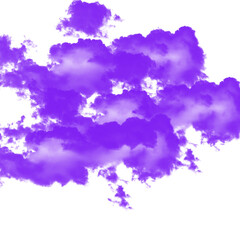Dramatic purple cloud formation isolated on transparent background, creating a sense of mystery and...