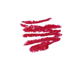 Vibrant red lipstick strokes black, perfect for beauty product visuals.