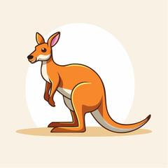 A cute cartoon kangaroo standing in profile, depicted in a simple and clean vector illustration style.