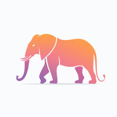 Obraz premium A stylized walking elephant silhouette with a vibrant orange, pink, and purple gradient.