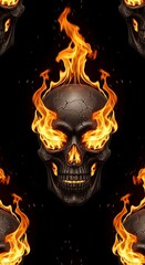 Flaming Skull - A Dark and Fiery Spectacle of Death.