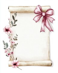 Dreamy Watercolor Diploma with Floral and Ribbon Accents