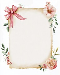 Dreamy Watercolor Diploma with Floral and Ribbon Accents