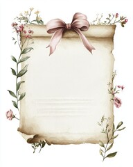 Pastel Watercolor Graduation Scroll with Floral Ribbon