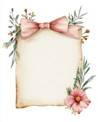 Pastel Watercolor Graduation Scroll with Floral Ribbon
