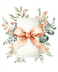 Clean Watercolor Diploma with Ribbon and Pastel Greenery