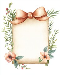 Light Watercolor Graduation Certificate with Bow and Flowers
