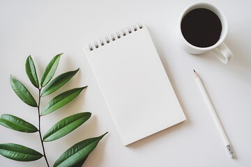 Neat workplace with notebook and coffee 