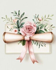Abstract Watercolor Diploma with Soft Floral Accents
