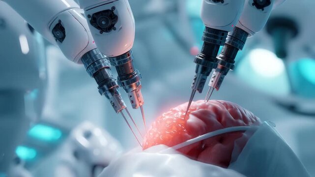 Robotic surgery innovation with precision brain procedure in motion, demonstrating advanced medical technology and surgical excellence in action
