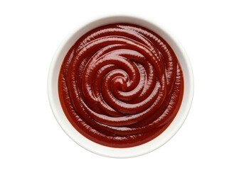 Bowl of tasty ketchup sauce condiment isolated on transparent background