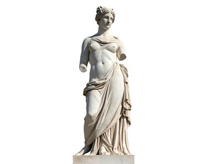 Fototapeta premium Ancient marble statue of a partially draped female figure, arms broken