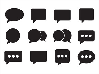 set of speech bubbles and comments icon silhouette.
