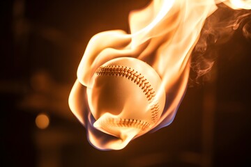 Baseball ignited in flames captures intense action