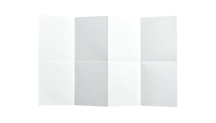 A white sheet of paper folded into eight rectangular sections against a dark background