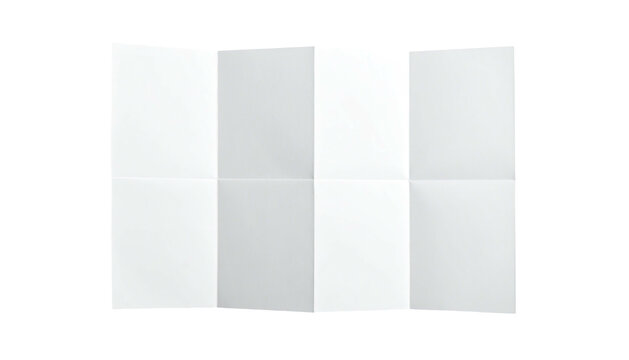 A white sheet of paper folded into eight rectangular sections against a dark background