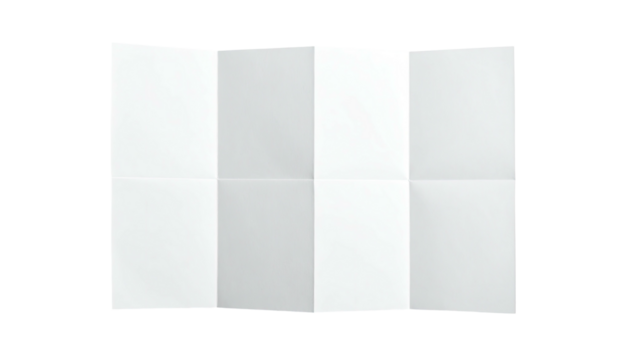 A white sheet of paper folded into eight rectangular sections against a dark background