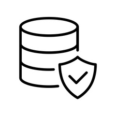 Black single database protection line icon, simple digital data security flat design vector pictogram, infographic interface elements for app logo web button ui ux isolated on white background