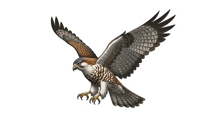 Fototapeta premium Majestic Osprey in Flight - A Detailed Illustration of a Bird of Prey.