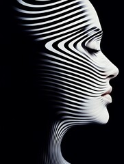  Otherworldly Ethereal Digital Avatar (Op Art, Black & White)