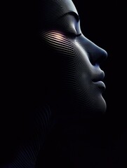  Otherworldly Ethereal Digital Avatar (Op Art, Black & White)