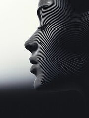  Otherworldly Ethereal Digital Avatar (Op Art, Black & White)
