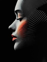  Otherworldly Ethereal Digital Avatar (Op Art, Black & White)