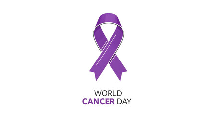 A purple ribbon symbolizing World Cancer Day, representing awareness and support for cancer patients.
