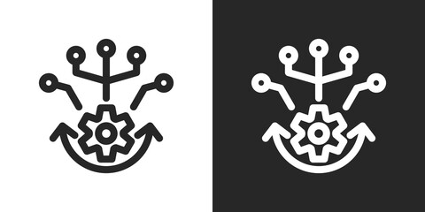 Automation Icon Set in Black and White Outline Style