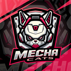Mecha cats esport mascot logo design