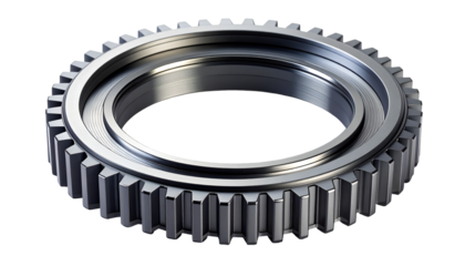 Shiny Silver Metal Gear for Engineering & Industrial Solutions – Precision Mechanics & Technology Concept on Black Background