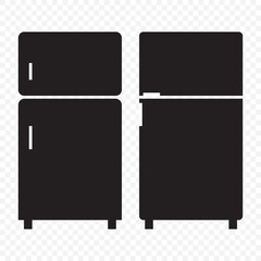 Minimalist Vector Illustration of a Black Double-Door Refrigerator on Transparent Background. EPS 10.