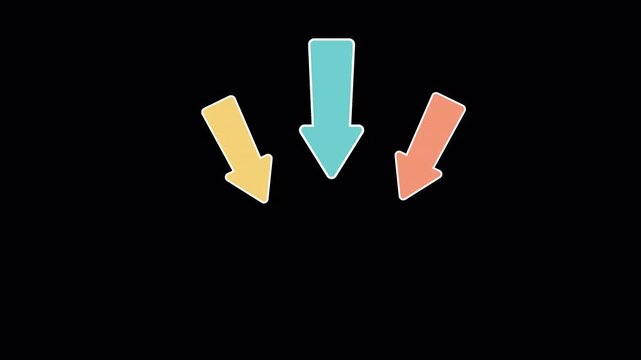 Colorful down arrows click here animation