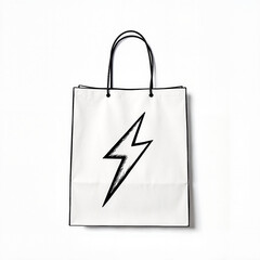Stylish shopping bag showcasing bold lightning bolt design, graphic art