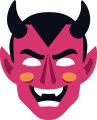 Black and white cartoon devil head mascot mask isolated on white background