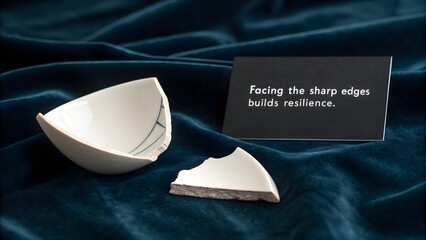 Broken Pottery Showing Resilience Message in Dark Setting